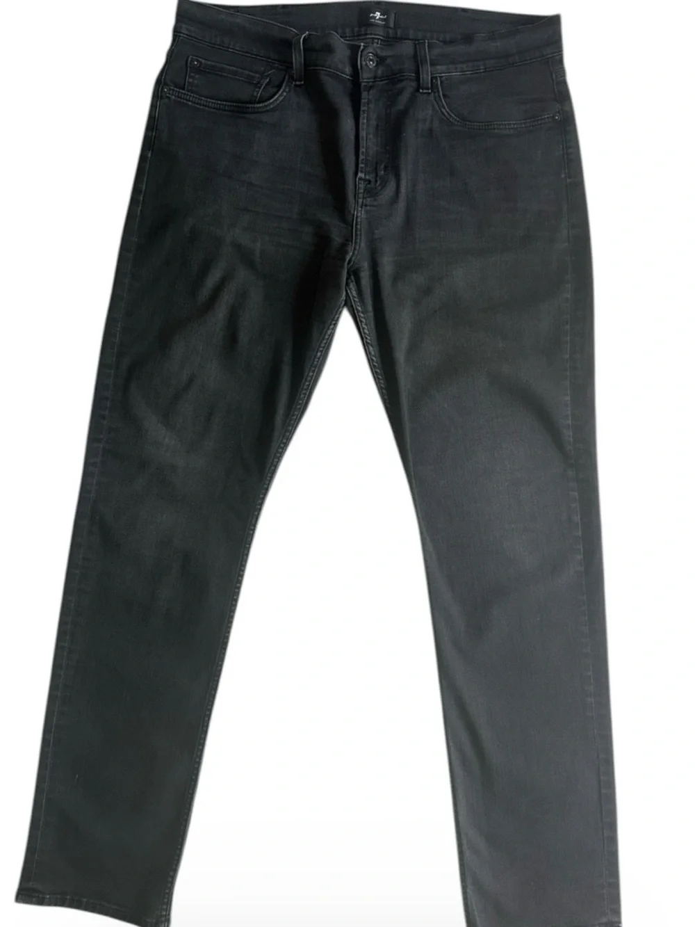 7 For All Mankind LA Men's Straight Black Jeans - Picture 3 of 12